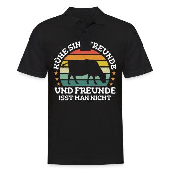 Vegetarier Veganer Tierschutz Tierrecht Veggie - Männer Poloshirt - Schwarz - Vorne - Kai (181cm)
