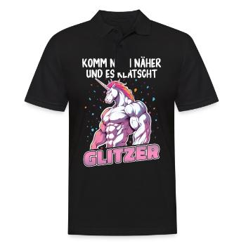 Einhorn Einhörner Fabelwesen Mystisch - Männer Poloshirt - Schwarz - Vorne - Kai (181cm)