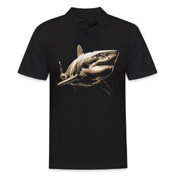 Shark, Ocean, Tiger Shark, Animal, Fish - Men's Polo Shirt - black - Front - Kai (181cm)