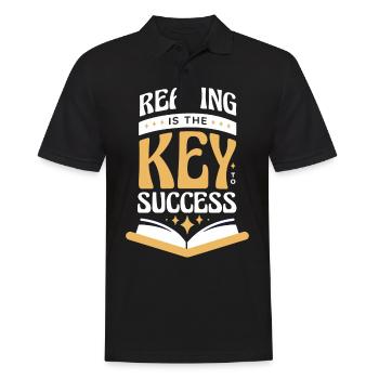 Bücher Buch lesen Bücherei Bibliothek Bücherwurm - Männer Poloshirt - Schwarz - Vorne - Kai (181cm)