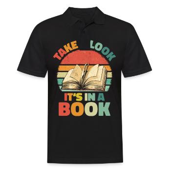 Bücher Buch lesen Bücherei Bibliothek Bücherwurm - Männer Poloshirt - Schwarz - Vorne - Kai (181cm)