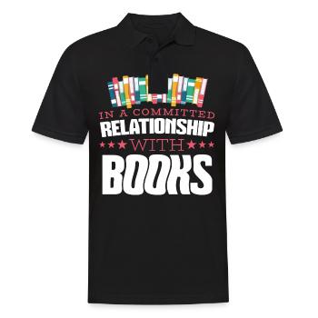 Bücher Buch lesen Bücherei Bibliothek Bücherwurm - Männer Poloshirt - Schwarz - Vorne - Kai (181cm)