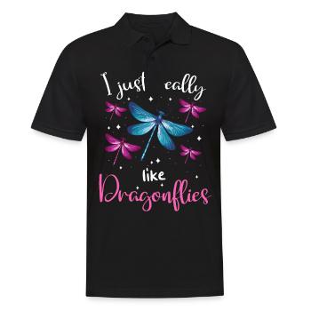 Libelle Libellen Insekten Natur - Männer Poloshirt - Schwarz - Vorne - Kai (181cm)