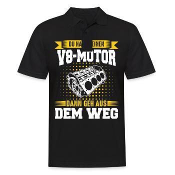 V8 Motor 8 Zylinder Hubraum Auto Tuning Tuner - Männer Poloshirt - Schwarz - Vorne - Kai (181cm)