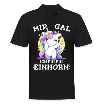 Einhorn Einhörner Fabelwesen Mystisch - Männer Poloshirt - Schwarz - Vorne - Kai (181cm)