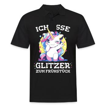 Einhorn Einhörner Fabelwesen Mystisch - Männer Poloshirt - Schwarz - Vorne - Kai (181cm)