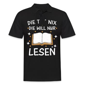 Buch Lesen Bücher Buch Nerd Bücherwurm - Männer Poloshirt - Schwarz - Vorne - Kai (181cm)