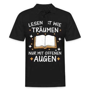 Buch Lesen Bücher Buch Nerd Bücherwurm - Männer Poloshirt - Schwarz - Vorne - Kai (181cm)