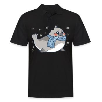 Robbe Robben Tier Seelöwe - Männer Poloshirt - Schwarz - Vorne - Kai (181cm)