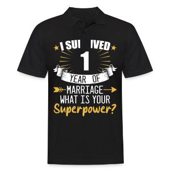 1. Hochzeitstag Ehemann Ehefrau Hochzeit - Männer Poloshirt - Schwarz - Vorne - Kai (181cm)