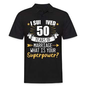 50e anniversaire de mariage mari femme mariage - Polo Homme - noir - Devant - Kai (181cm)