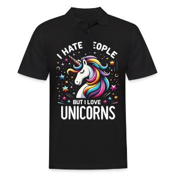 Unicorn Unicorns Fairy Tale Magical - Men's Polo Shirt - black - Front - Kai (181cm)