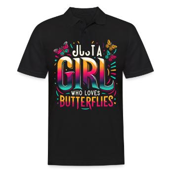 Schmetterling Monarchfalter Bunt Schmetterlinge - Männer Poloshirt - Schwarz - Vorne - Kai (181cm)