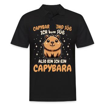 Capybara Wasserschwein Capybaras - Männer Poloshirt - Schwarz - Vorne - Kai (181cm)