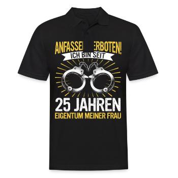 25 Hochzeitstag Jahrestag Ehemann Ehefrau - Männer Poloshirt - Schwarz - Vorne - Kai (181cm)