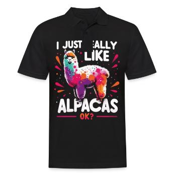 Alpaka Llama - Männer Poloshirt - Schwarz - Vorne - Kai (181cm)