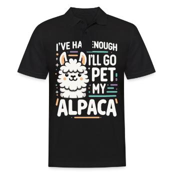 Alpaka Llama - Männer Poloshirt - Schwarz - Vorne - Kai (181cm)