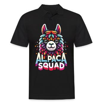 Alpaka Llama - Männer Poloshirt - Schwarz - Vorne - Kai (181cm)