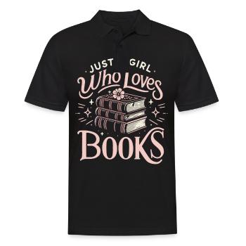 Bücher Buch lesen Bücherei Bibliothek Bücherwurm - Männer Poloshirt - Schwarz - Vorne - Kai (181cm)