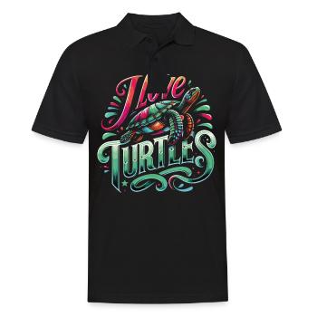 Turtle Sea Turtle Turtle Animal - Men's Polo Shirt - black - Front - Kai (181cm)