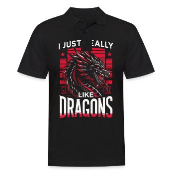 Drache Mystisch Drachen Fantasie - Männer Poloshirt - Schwarz - Vorne - Kai (181cm)