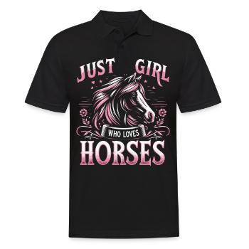 Pferd Pferde Reiten Pferdereiten Sprungreiten - Männer Poloshirt - Schwarz - Vorne - Kai (181cm)