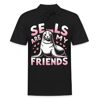 Robbe Robben Tier Seelöwe - Männer Poloshirt - Schwarz - Vorne - Kai (181cm)