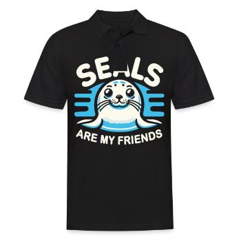 Robbe Robben Tier Seelöwe - Männer Poloshirt - Schwarz - Vorne - Kai (181cm)