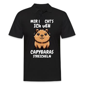 Capybara Wasserschwein Capybaras - Männer Poloshirt - Schwarz - Vorne - Kai (181cm)