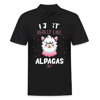 Alpaka Llama - Männer Poloshirt - Schwarz - Vorne - Kai (181cm)