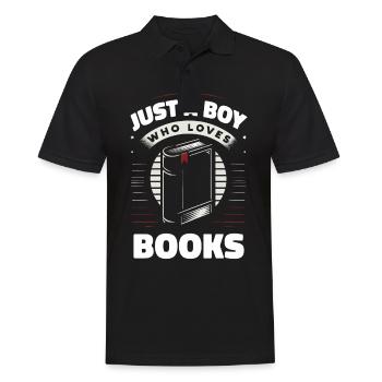 Bücher Buch lesen Bücherei Bibliothek Bücherwurm - Männer Poloshirt - Schwarz - Vorne - Kai (181cm)