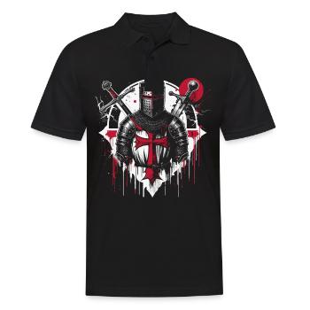 Deus Vult Kreuzritter Tempelritter Mittelalter - Männer Poloshirt - Schwarz - Vorne - Kai (181cm)