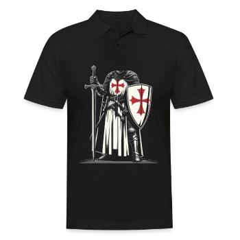 Deus Vult Kreuzritter Tempelritter Mittelalter - Männer Poloshirt - Schwarz - Vorne - Kai (181cm)