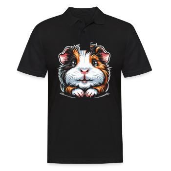 Meerschweinchen - Männer Poloshirt - Schwarz - Vorne - Kai (181cm)