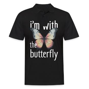 Schmetterling Monarchfalter Bunt Schmetterlinge - Männer Poloshirt - Schwarz - Vorne - Kai (181cm)
