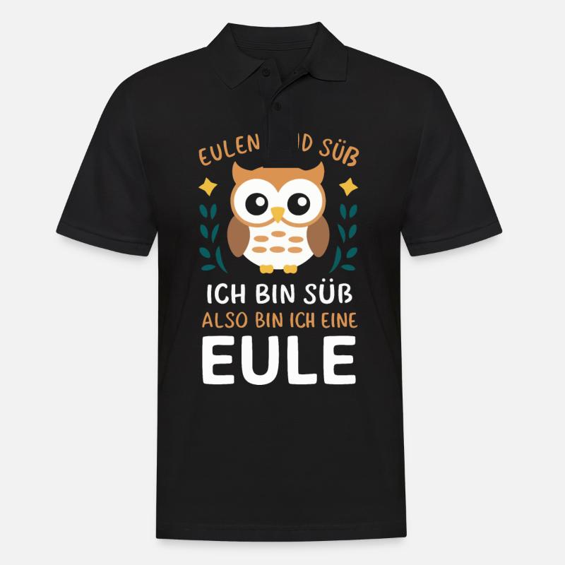 Nachteule Eule Eulen Vogel - Männer Poloshirt - Schwarz