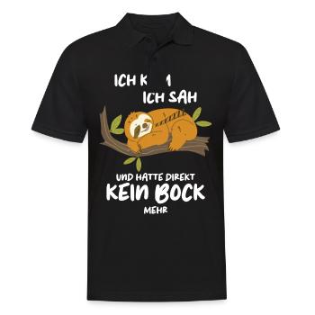 Faultier Faultiere Tier Schlafen Faul - Männer Poloshirt - Schwarz - Vorne - Kai (181cm)