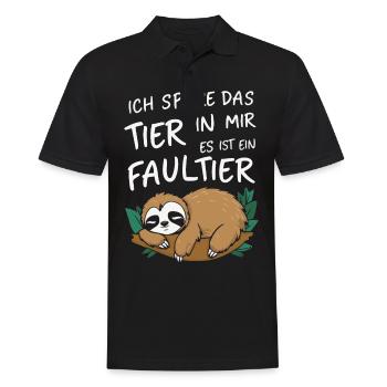 Faultier Faultiere Tier Schlafen Faul - Männer Poloshirt - Schwarz - Vorne - Kai (181cm)