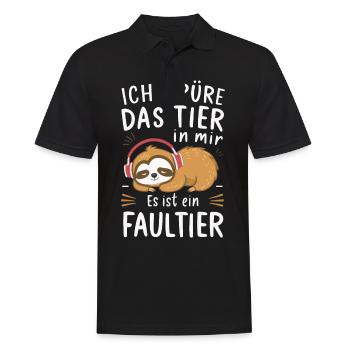 Faultier Faultiere Tier Schlafen Faul - Männer Poloshirt - Schwarz - Vorne - Kai (181cm)