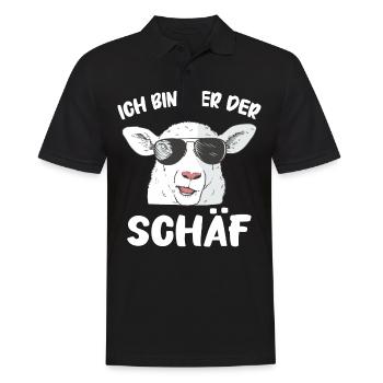 moutons, troupeau de moutons, ferme, agriculteur, berger - Polo Homme - noir - Devant - Kai (181cm)