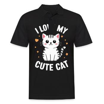 Chat, Amoureux Des Chats, Propriétaire De Chat, Chaton - Polo Homme - noir - Devant - Kai (181cm)