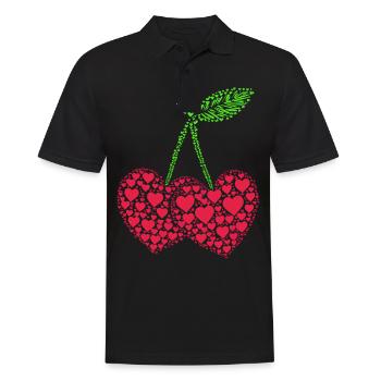 Kirsche Kirschen Früchte Essen - Männer Poloshirt - Schwarz - Vorne - Kai (181cm)
