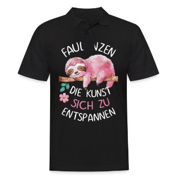 Faultier Faultiere Tier Schlafen Faul - Männer Poloshirt - Schwarz - Vorne - Kai (181cm)