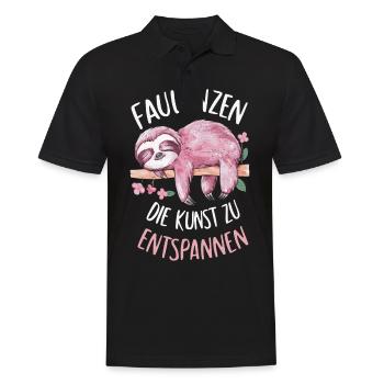 Faultier Faultiere Tier Schlafen Faul - Männer Poloshirt - Schwarz - Vorne - Kai (181cm)