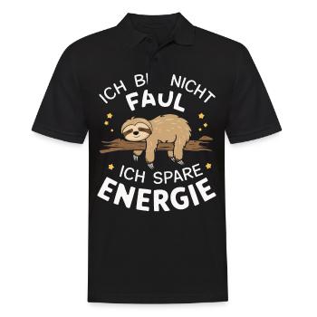 Faultier Faultiere Tier Schlafen Faul - Männer Poloshirt - Schwarz - Vorne - Kai (181cm)