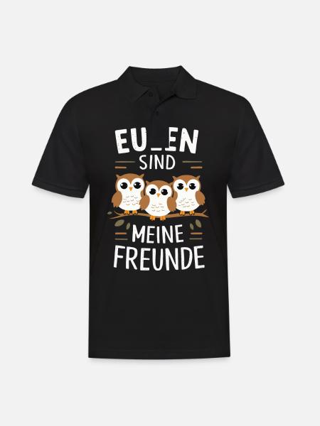 Nachteule Eule Eulen Vogel - Männer Poloshirt - Schwarz