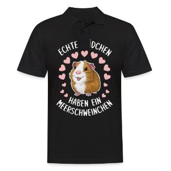 Meerschweinchen Kurzhaar Langhaar Crested Hunde - Männer Poloshirt - Schwarz - Vorne - Kai (181cm)