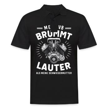 Moteur V8 8 cylindre cylindrée Tuning de voiture tuner - Polo Homme - noir - Devant - Kai (181cm)