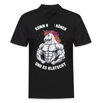 Unicorn Unicorns Mythical Creatures Mystical - Men's Polo Shirt - black - Front - Kai (181cm)