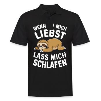Faultier Faultiere Tier Schlafen Faul - Männer Poloshirt - Schwarz - Vorne - Kai (181cm)